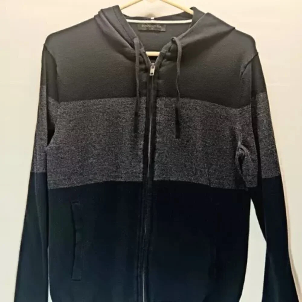 Banana Republic Pima Cotton Lightweight Heather Navy Full Zip Hoodie Men’s Small